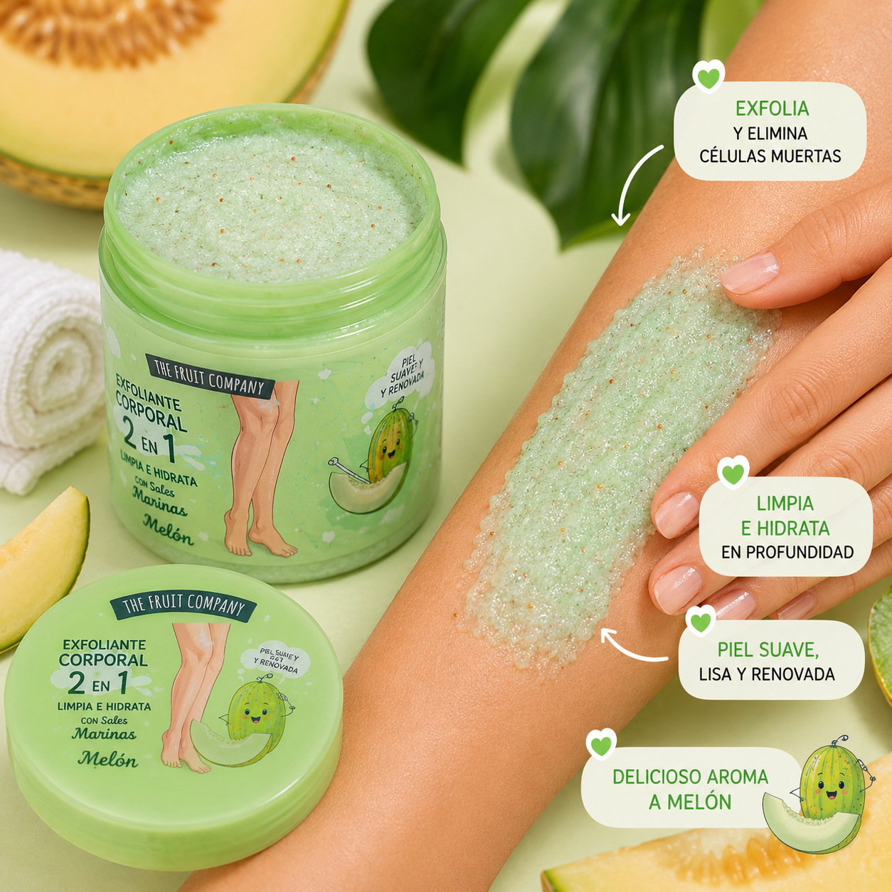 Exfoliante corporal 2 en 1 MELÓN - THE FRUIT COMPANY