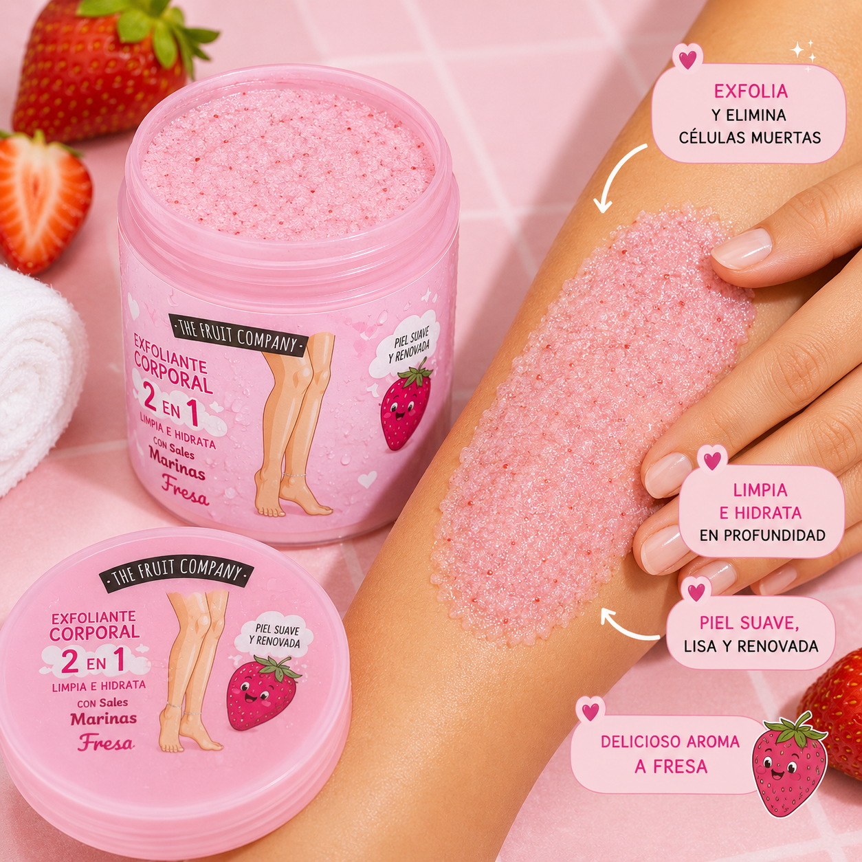Exfoliante corporal 2 en 1 FRESA - THE FRUIT COMPANY