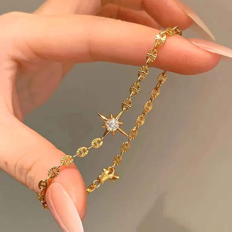 Pulsera Estrella Brillante Dorada | Acero Inoxidable 304