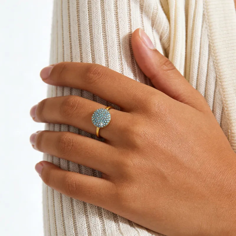 Anillo Aurora Brillante | Acero Inoxidable 304 Chapado en Oro 18K