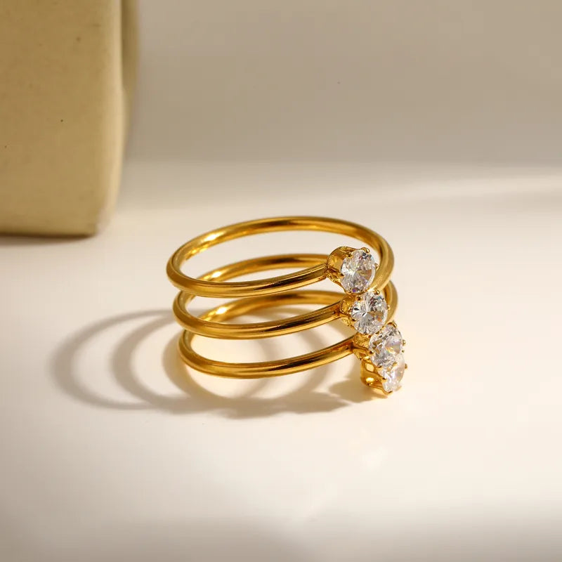 Anillo Triple Brillo Ajustable | Acero Inoxidable 304