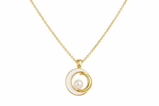 Collar Luna y Perla Dorado | Acero de Titanio Hipoalergénico