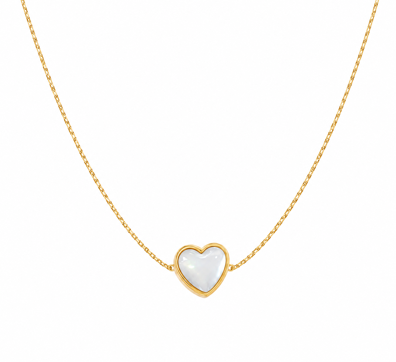 Collar Corazón Nacarado | Acero Inoxidable 304 Chapado en Oro