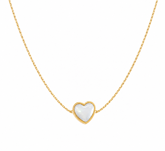 Collar Corazón Nacarado | Acero Inoxidable 304 Chapado en Oro