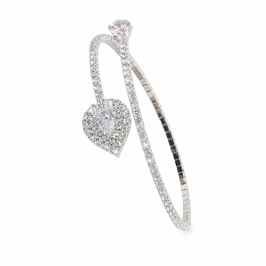 Pulsera Corazón Brillante | Brazalete Ajustable con Circonitas