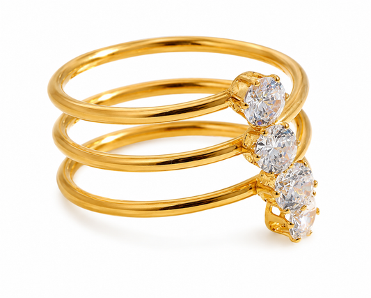 Anillo Triple Brillo Ajustable | Acero Inoxidable 304