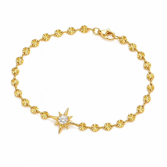 Pulsera Estrella Brillante Dorada | Acero Inoxidable 304