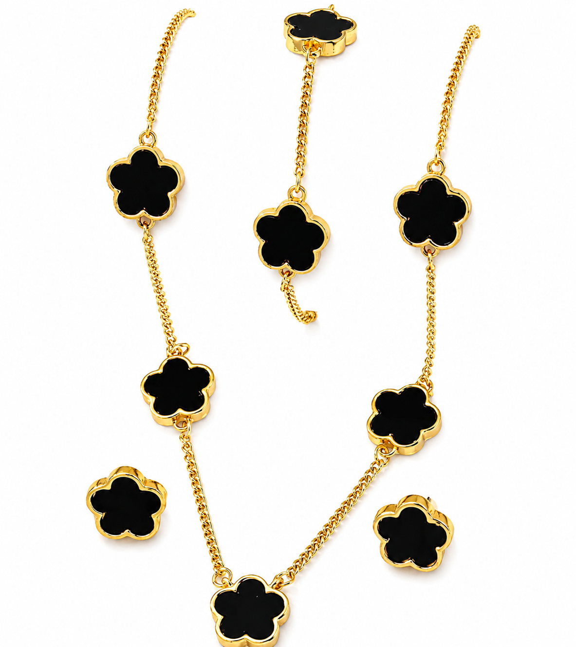 Conjunto Black Clover Elegance | Collar, Pulsera y Pendientes