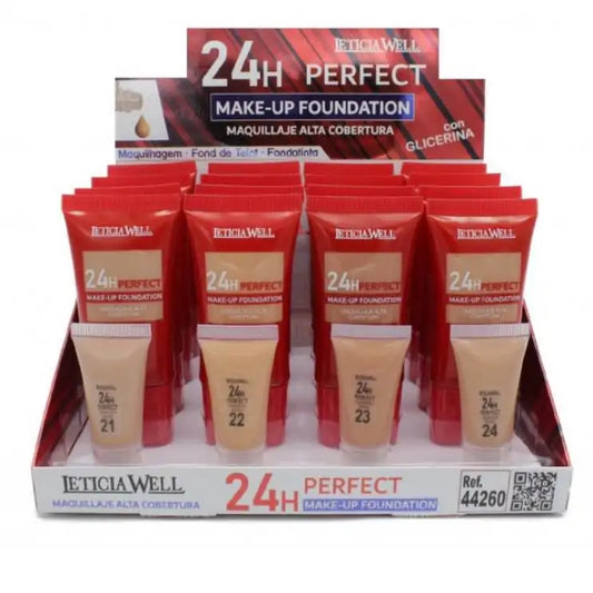 Maquillaje Fluido Alta Cobertura 24H Perfect - LETICIA WELL