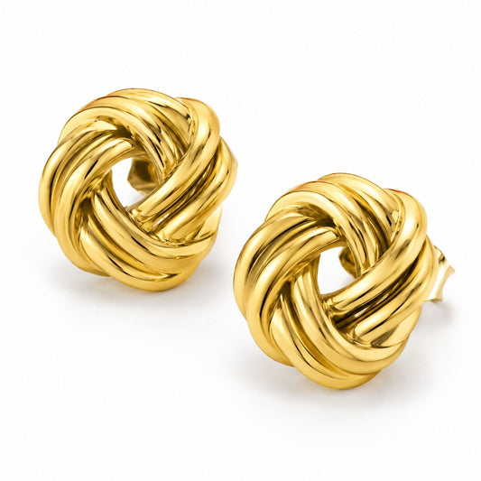 Pendientes Nudo Dorado | Acero Inoxidable 304