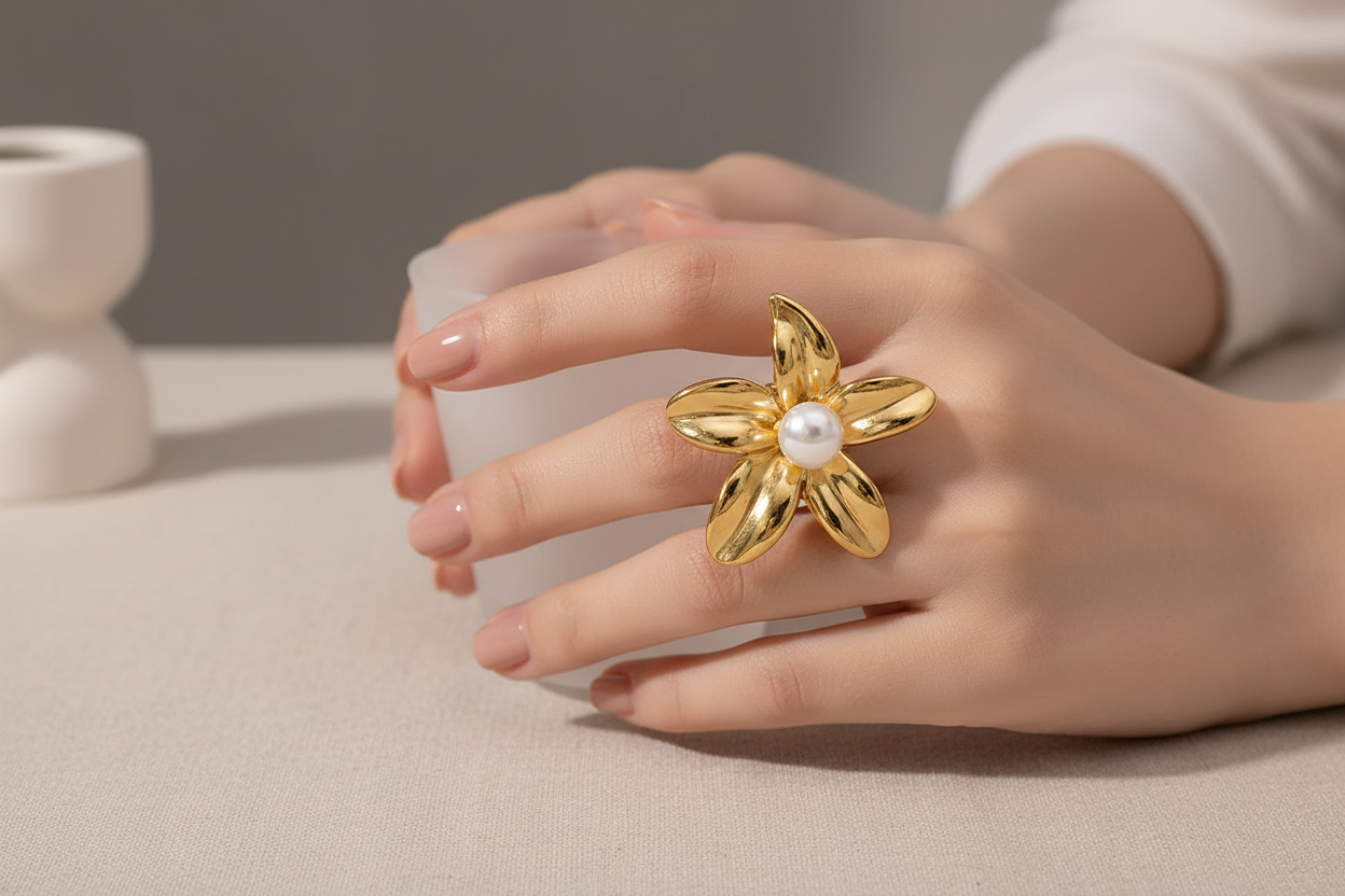 Anillo Blossom Pearl | Acero Inoxidable 304