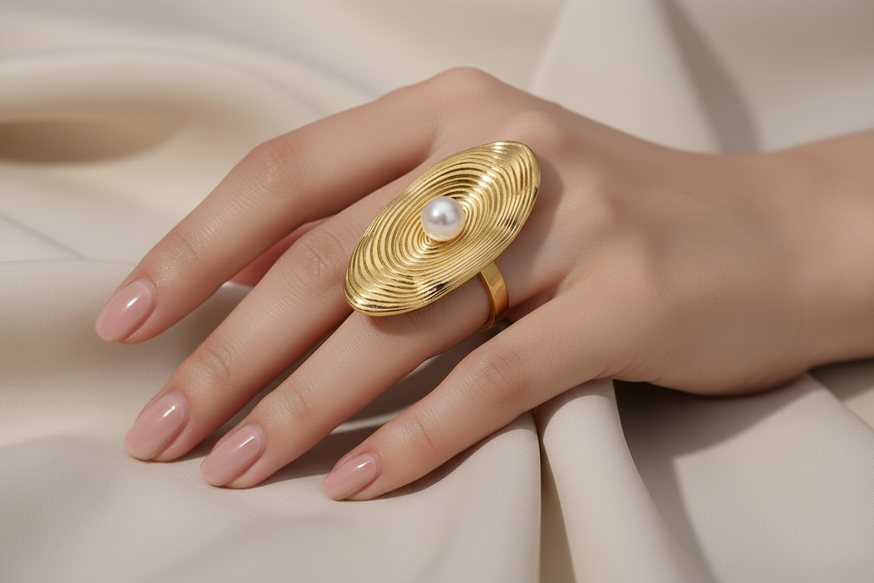 Anillo Golden Pearl | Acero Inoxidable 304