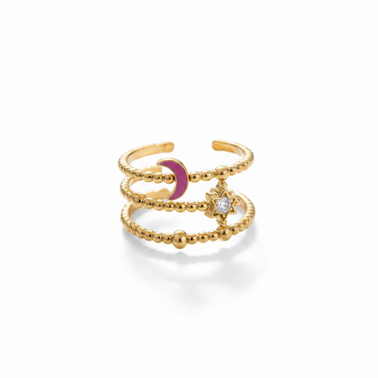 Anillo Luna Mágica con Estrella | Colección Tesoros de Verano
