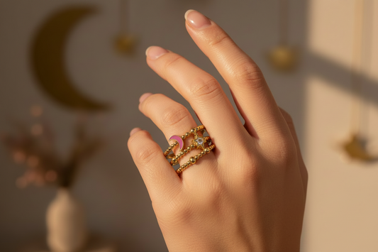 Anillo Luna Mágica con Estrella | Colección Tesoros de Verano