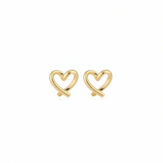 Pendientes Corazón Dorado Glowfy | Botón Corazón Abierto