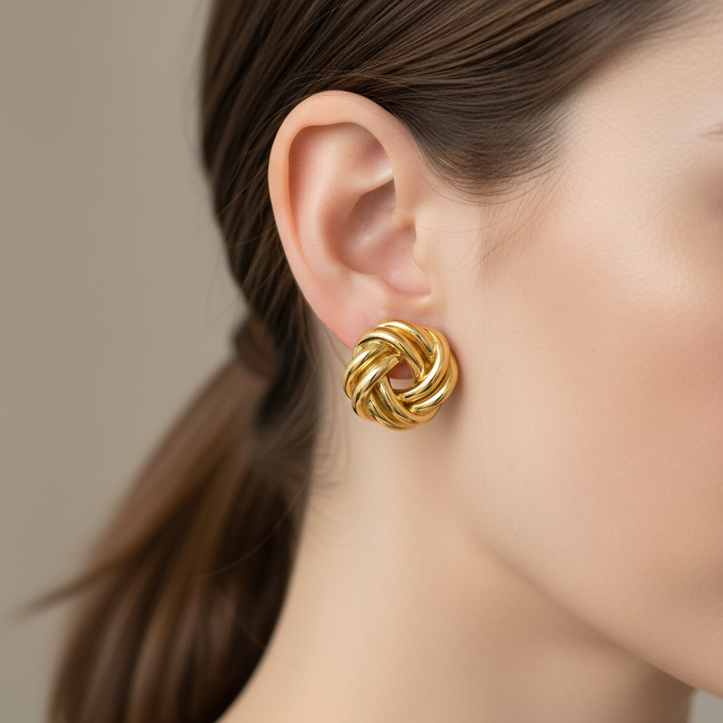Pendientes Nudo Dorado | Acero Inoxidable 304