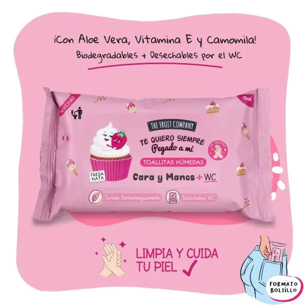 Toallitas Húmedas Perfumadas Cara y Manos Aroma Fresa Nata – The Fruit Company